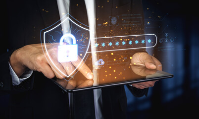 A concept of advanced network security. This system combines password protection with biometric fingerprint authentication and cloud data verification for secure access. Fermion