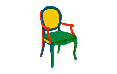Retro Colorful Armchair Illustration with Risograph Texture