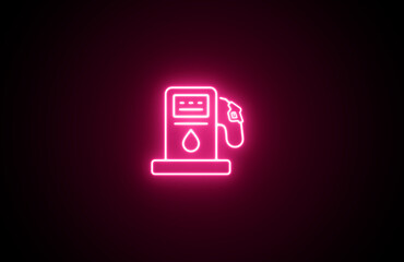 Neon glowing gas pump icon on black background in. Neon colorful petrol pump icon. Gas pump and petrol pump icon background. Neon fuel pump icon.