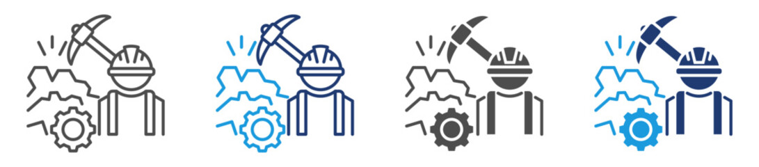 mining engineering icon sheet multiple style