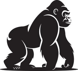 Striking Gorilla Silhouette Stance Powerful Ape Symbol Strength and Majesty