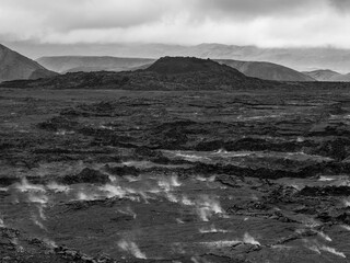 lava fields and volcanism on Reykjanes Peninsula in Iceland