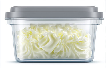 Grey Lid Plastic Container with Whipped Cream