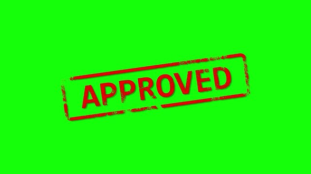 Approved rubber stamp with pass text that is isolated with a green background 4k animated
