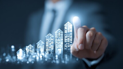 Drive innovative growth in real estate using this stunning visual of rising success with modern architecture and a touch interface