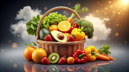 "Fresh Vegetable Basket", "Organic Farm Veggies", "Healthy Food Assortment", "Tropical Fruit Basket", "Fresh Mixed Fruits", "Exotic Fruit Assortment", generation IA