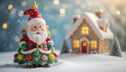 Dolce Natale delle fiabe: nanetto con albero di caramelle e dolciumi