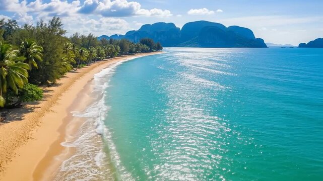 Tropical Andaman beach summer holiday on sandy shore in Phuket Thailand
