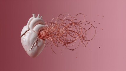 Broken heart with wires going out of it, tragic love or special medical conditions, heart or feelings problems concept