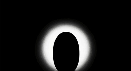 Mysterious Oval Silhouette with Bright Halo Effect.