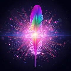 Feather Glow Happy New Year Background &ndash; Minimal Elegant Style