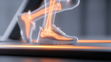 Treadmill with human ankle X-ray imaging exercise rehabilitation theme