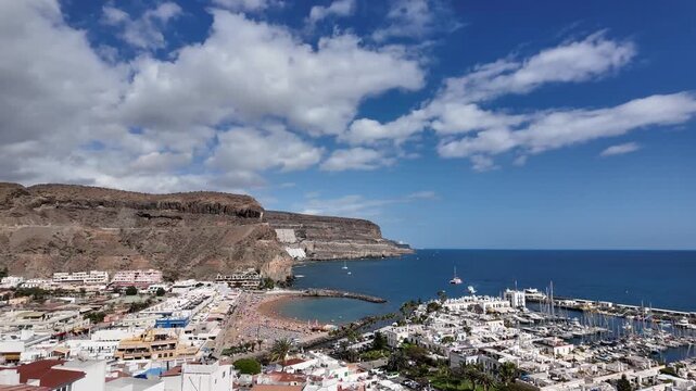 pan from the Mirador de Puerto de Mogán at Puerto de Mogan a picturesque fishing village on Gran_Canaria