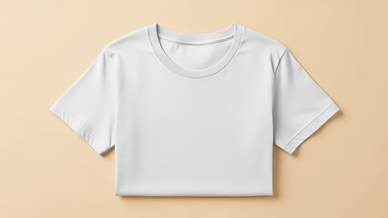 Blank White T-Shirt Mockup Top View Clothing Apparel Fashion Plain Template