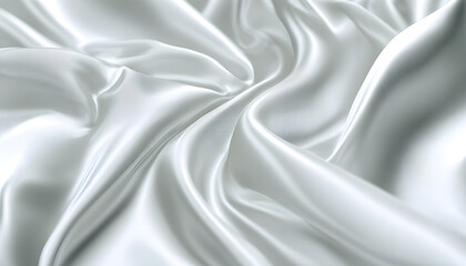 Obraz premium Close-up of smooth white satin fabric with flowing folds.