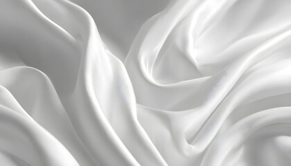 Obraz premium Close-up of smooth white satin fabric with flowing folds.