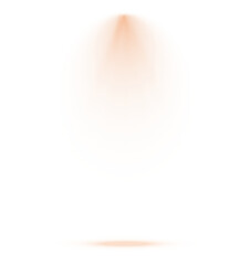 Realistic spotlight with gold glowing dust particles on transparent png background and reflection on the floor for stage, studio, or theater light effects. PNG