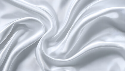 Obraz premium Close-up of smooth white satin fabric with flowing folds.