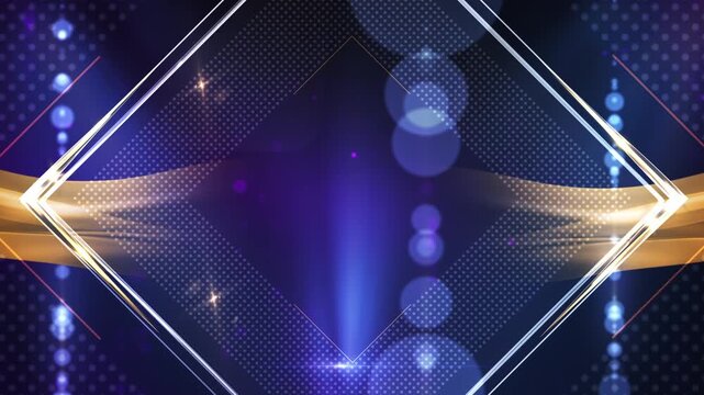 Luxury Award Show Background Animation with Golden Geometric Lines and Bokeh Lights