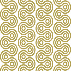 Abstract simple geometric vector seamless pattern with gold wave line on white background. Light modern simple wallpaper, monochrome graphic element.