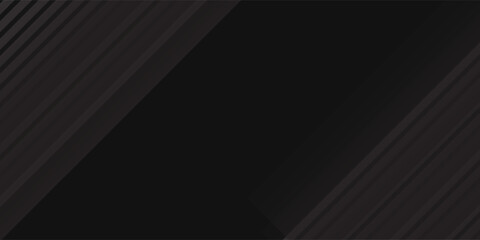 Obraz premium Black abstract background design. Modern wavy line pattern (guilloche curves) in monochrome colors. Premium stripe texture for banner, business backdrop. Dark horizontal