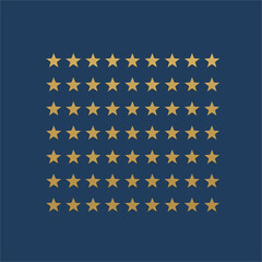 Symmetrical grid of fifty-six golden five-pointed stars.