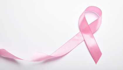 Pink satin ribbon symbol representing breast cancer awareness and support.