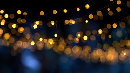 Elegant blurred string lights create a festive, warm glow perfect for holiday backgrounds or adding a touch of magic to any design