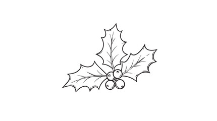 A detailed hand drawn sketch of a holly sprig with berries in a classic silhouette style for christmas and winter holiday designs silhouette © Marzina Begum