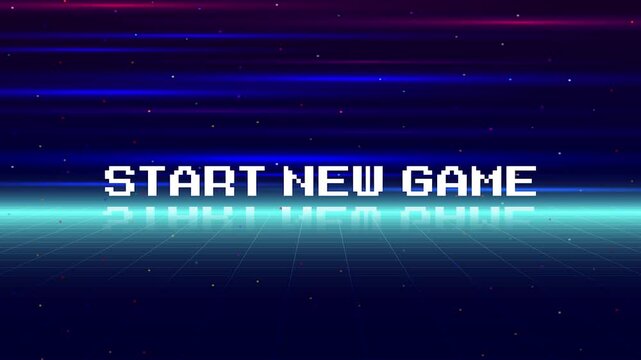 START NEW GAME, play game. pixel art. 8 bit game. retro game. for game assets. - Powered by Adobe
