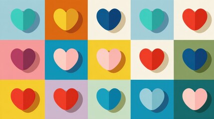 Fototapeta premium Pop Art Colorful Hearts Pattern