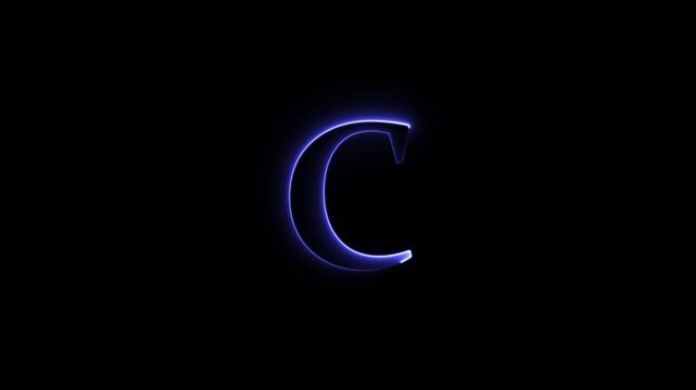 Animated glowing blue neon letter C