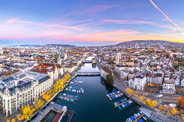 Fototapeta premium Zurich, Switzerland at Dawn 1808