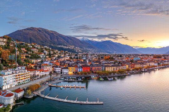 Ascona, Switzerland townscape on the shores of Lake Maggiore 1812