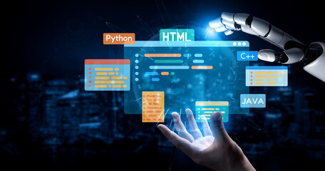 AI artificial intelligence assists software development through smart coding tools, virtual assistant debugging, and intelligent automation in digital product creation. Vouch