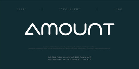 Amount, Creative logo sport modern alphabet font. Typography, abstract technology, fashion, digital, future technology logos fonts. vector illustration
