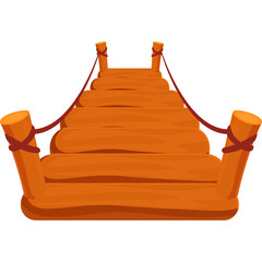 Naklejka premium Wooden Bridge Icon with Rope Handrails in Warm Brown Tones Simple Isolated Element for Design Projects