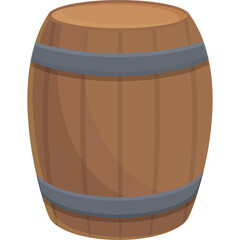 Wooden Barrel Icon With Metal Bands On Transparent Background A Classic Storage Container For Wine Beer Or Spirits