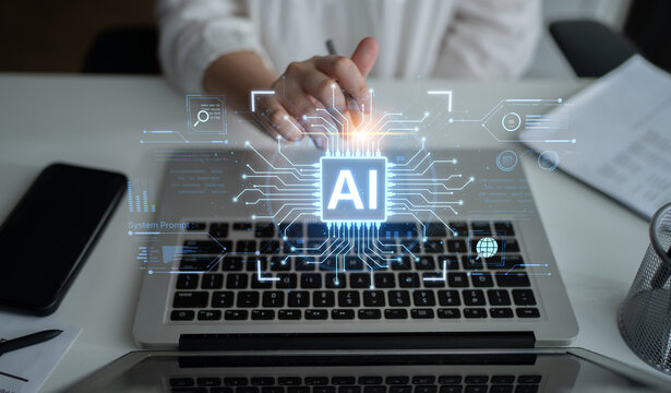 A futuristic AI core processor and system analytics dashboard. This concept highlights the raw processing power of AI for deep data analysis, system diagnostics, and global network monitoring. Fermion - Powered by Adobe