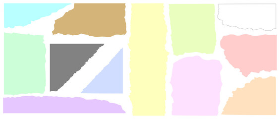 ちぎれた・やぶれた紙　カラフル