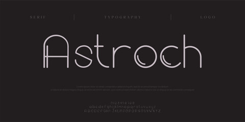 Astroch, Sport modern minimal logo alphabet font. Abstract scifi science futuristic typography sport, technology, fashion, brand, future creative logos fonts. vector illustration
