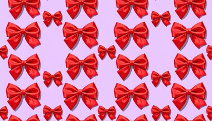 Red Bows Pattern on Lavender Background - Festive Design.