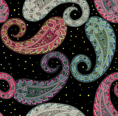 Paisley design Shawl pattern. Seamless Asian Textile Background. Damask seamless pattern, paisley pattern, new trend , classic and elegant 	