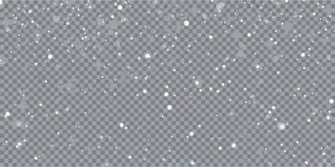 Realistic snowfall overlay on transparent background for winter holiday designs