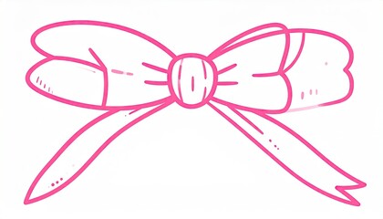 Elegant Pink Ribbon Bow Illustration on White Background, Decorative Design.