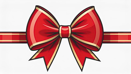 Elegant Red Gift Bow with Golden Trim and Ribbon for Celebrations.