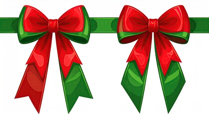 Festive Christmas Bows - Red and Green Ribbon Decorations.