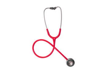 Red stethoscope isolated on transparent background