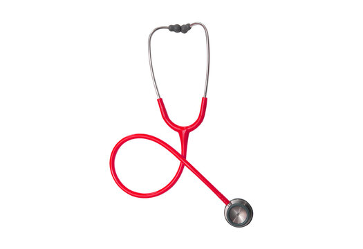 Red stethoscope isolated on transparent background