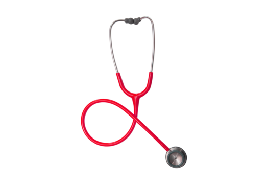 Red stethoscope isolated on transparent background - Powered by Adobe